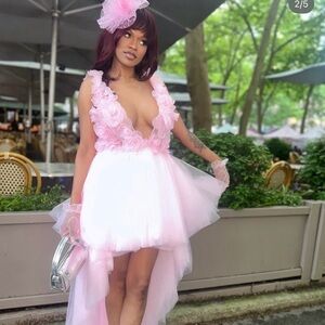 Elegant Pink Birthday High-Low Dress